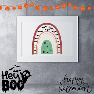 Halloween Rainbow (Bats and Stars) - Digital Print for Printing and Framing, great for halloween decorations