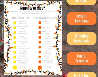Weihnachtsmotiv Naughty or Nice - Orange und Gelbe Lichter