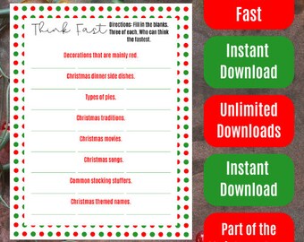 Christmas Themed Think Fast - Polka Dots