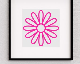 Lustige, bunte Blume Digitaler Download Kunst (Rosa) - Digitale Wandkunst Dekor - Kinderzimmer, Spielzimmer, Schlafzimmer, Schlafsaal, Spielzimmer