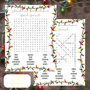 Christmas Themed Word Searches - Red, Orange, Yellow, and Green Lights (7 Different Variations: 4 Themed, Snacks, Decorations, and Cookies)