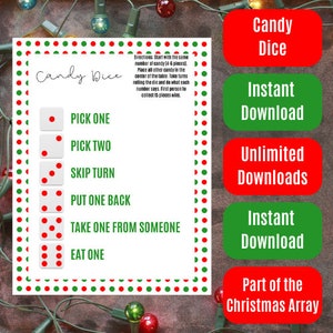 Christmas Themed Candy Dice - Polka Dots