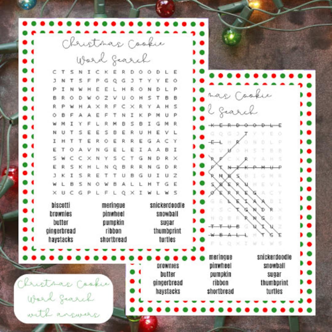 Christmas Themed Word Searches - Red and Green Polka Dots (7 Different ...