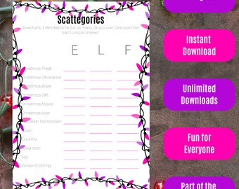 Weihnachtliche Scattegories - Pink und Lila Lichter