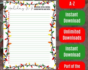 Christmas Themed Holiday A-Z - Red, Orange, Yellow, and Green Lights