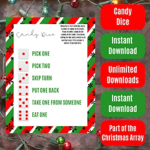 Candy Würfel mit Weihnachtsmotiv - Rot und Grün Gestreift