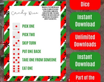 Christmas Themed Candy Dice - Red and Green Stripes
