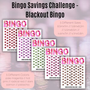 Save 2850 Dollars at Your Own Pace - 5 Different Sizes - Blackout Bingo Themed - Save the Money - Shopping Money - Gift Giving Money - Save