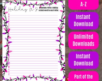 Christmas Themed Holiday A-Z - Pink and Purple Lights