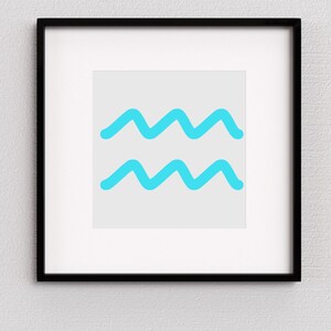 Zodiac Symbol (All 12) - Bright Blue - Digital Wall Art Decor - Kid&#39;s Room, Game Room, Bedroom, Dorm, Play Room, Wall Art, Accent Art
