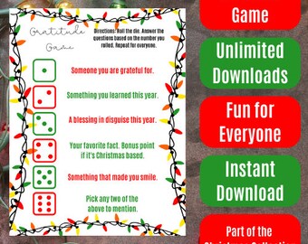 Christmas Themed Gratitude Game - Red, Orange, Yellow, and Green Lights