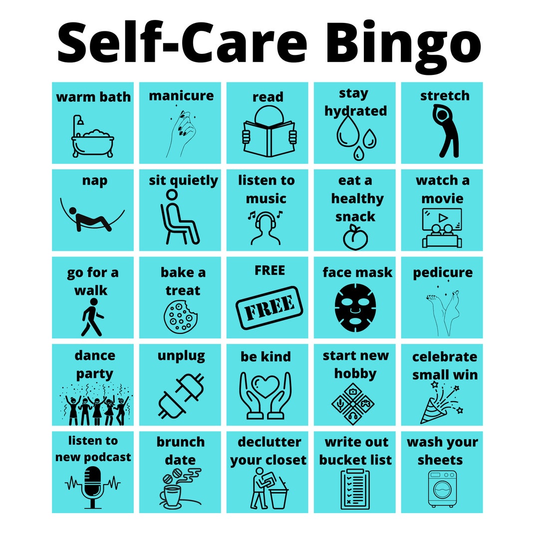 self-care-bingo-light-blue-etsy-new-zealand for Self Care Bingo Free Printable Self-care Bingo (light Blue) - Etsy New Zealand for Self Care Bingo Free Printable
