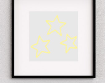 Lustige, bunte Sterne Digitaler Download Kunst (gelb) - Digitale Wandkunst Dekor - Kinderzimmer, Spielzimmer, Schlafzimmer, Schlafsaal, Spielzimmer