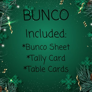 Bunco - Conjunto de férias - com folha Bunco, cartão Tally, cartões de mesa