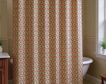 WHIMSY Neutral Beige Floral Shower Curtain: Vintage Classic Floral Pattern Shower Curtain, Cottagecore, Heritage Bathroom Decor