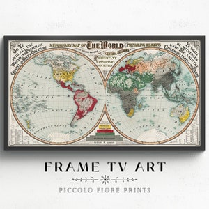 Samsung Frame TV Art | Weltkarte der Welt | Antike Weltkarte Fernsehkunst | Vintage Weltkarte | Sofortiger DIGITALER DOWNLOAD | TV25