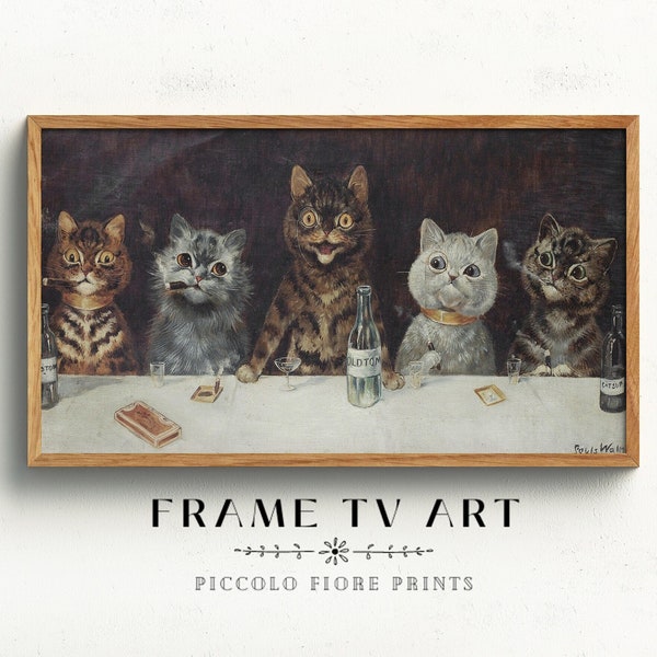 Samsung Frame TV Art | The Bachelor Party | Lois Wain | Gambling Cats Oil Painting | Vintage Neutral Frame TV Art | Instant DOWNLOAD | TV19