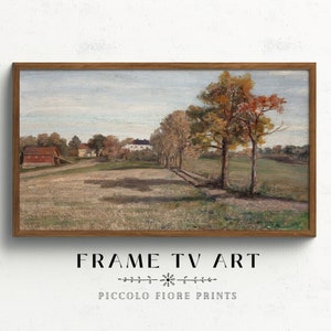 Samsung Frame TV Art | Vintage Fall/Autumn Country Manor House Landscape Oil Painting | Instant DIGITAL DOWNLOAD | TV17