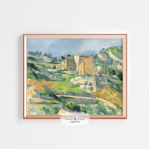 Vintage Pastel Blue/Green/Yellow Painting of Houses in Provence Country/Farmhouse Art Print | 1800s | Instant DIGITAL DOWNLOAD | P16