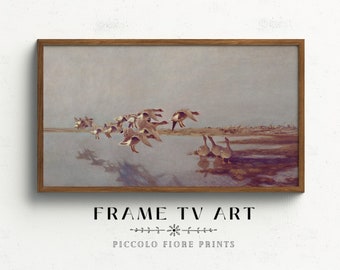 Samsung Frame TV Art | Vintage Geese Oil Painting | Neutral Home Decor | Bird TV Art | Coastal Oil Painting | Instant DOWNLOAD | TV9