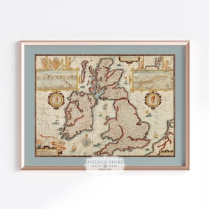 Vintage Map of the British Isles, Retro Map of Britain, Vintage British Map Wall Art, Retro Home Decor | Instant DIGITAL DOWNLOAD | P509