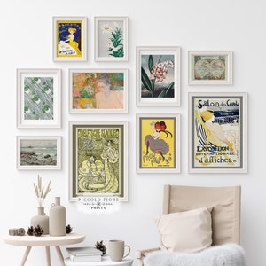 Vintage Gallery Wall Set / Eclectic Gallery Wall Art Prints / 10 impresiones / Carteles de arte retro / Arte de pared imprimible / DESCARGA instantánea / M10-8
