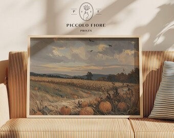 Fall Pumpkin Patch Halloween Cottagecore Country Wall Art Print: Autumn Vintage Style Instant DIGITAL DOWNLOAD | P1098
