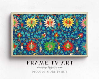 Samsung Frame TV Art | Vintage Chinoiserie Floral Pattern | Eclectic Home Decor | Blue Oriental Frame TV Art | Instant DOWNLOAD | TV37