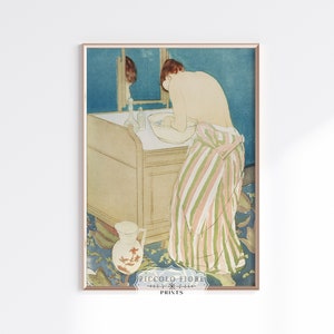 Vintage Portrait of a Woman Bathing Bathroom Art Print | Mary Cassatt | 1800s | Instant DIGITAL DOWNLOAD | P134