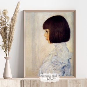 Vintage Portrait of Helene Klimt Neutral Beige/White/Grey Art Print | Gustav Klimt | 1800s | Instant DIGITAL DOWNLOAD | P314