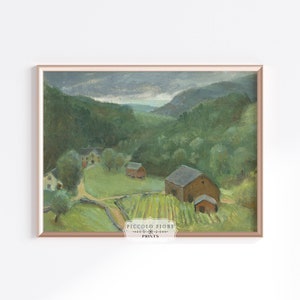 Vintage Countryside Farmhouse Landscape Art Print | R G Wilson | Instant DIGITAL DOWNLOAD | P193