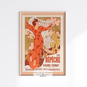 Vintage La Dépêche de Toulouse Maurice Denis Cartel de arte / Arte de pared Art Nouveau / Impresión de arte de melocotón / Arte de pared vintage / DESCARGA instantánea / P690