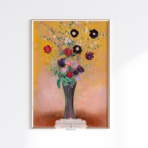 Vintage Floral Still Life Painting | Bright Vase of Flowers Art Print | Floral Oil Painting | Country Home Decor | DIGITAL DOWNLOAD | P87