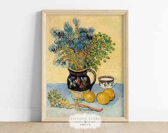 ゴッホの静物画：マジョリカ焼きの水差し、野の花とレモン - Etsy 日本