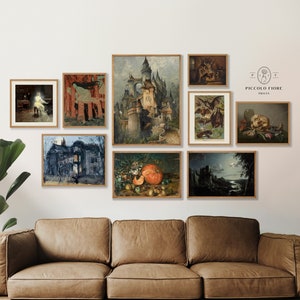 Vintage Eclectic HALLOWEEN Gallery Wall Art Set SPOOKY Dark Academia Fairy Castle Witches Pumpkins Bats and Ghosts Instant DOWNLOAD C9-4