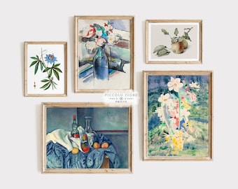 Blue Wall Art | Vintage Gallery Wall Set | Affordable Antique Art Prints | Printable Wall Art | 5 Prints | Instant DIGITAL DOWNLOAD | M5-5