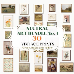 30 Vintage Eclectic Gallery Wall Set Digital Art Prints TAN Neutral Vintage Print BUNDLE Country Home Decor Retro Printable Wall Art | NB1