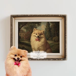 PRINTED AND SHIPPED Custom Pet Portrait, Dog, Cat, Other Animal Personalised Framed Canvas or Fine Art Print: 60 Vintage Oil Painting Styles