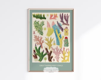 Vintage Coral Print | Great Barrier Reef Australia Art Print | Coastal Wall Art | Beach House Decor | Bathroom Art | DIGITAL DOWNLOAD | P501