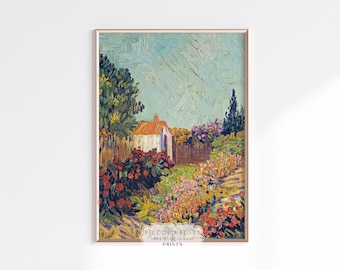 Vintage French Impressionist Floral Garden Country/Farmhouse Landscape Oil Painting Art Print | 1920s | Instant DIGITAL DOWNLOAD | P310