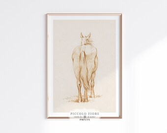 Vintage Sepia Pferd Skizze | Pferdesport druckbare Kunst | Neutral Home Decor | Kunstdruck Landhaus | DIGITALER DOWNLOAD | P398