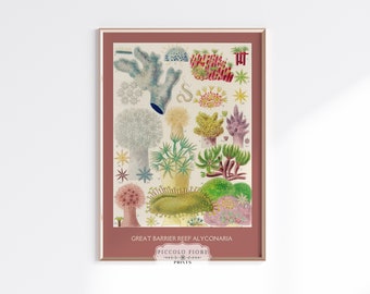 Vintage Korallen Print | Great Barrier Reef Australien Kunstdruck | Küstenwandkunst | Strand Haus Dekor | Badezimmer Kunst | DIGITALER DOWNLOAD | P502