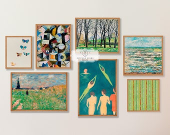 Galería ecléctica vintage para pared / Arte mural verde / Arte imprimible económico / Decoración rústica para el hogar / 7 impresiones / DESCARGA DIGITAL / M11-1.1