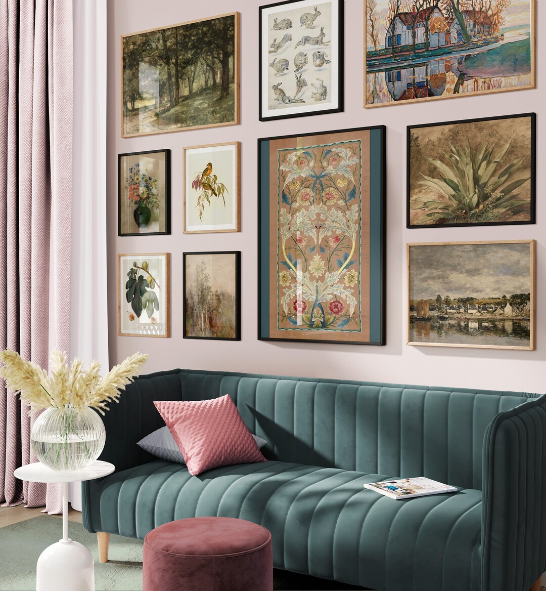 Vintage Eclectic Gallery SET | Country Farmhouse Wall Art | Muted Art ...