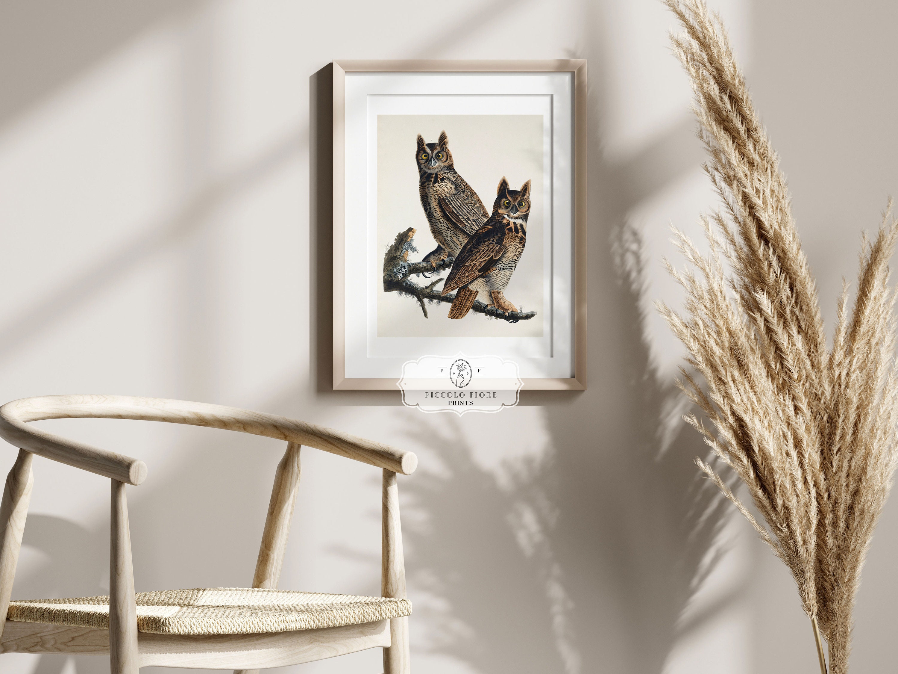 Vintage Great Horned Owl Illustration Art Print | Owl Wall Art ...