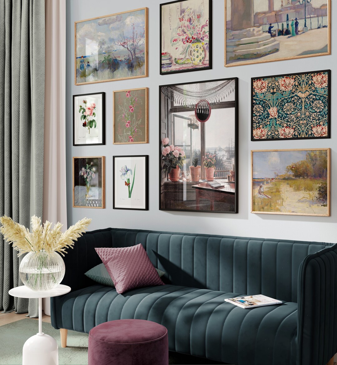 Vintage Eclectic Gallery SET | Country Printable Wall Art | Floral Art ...