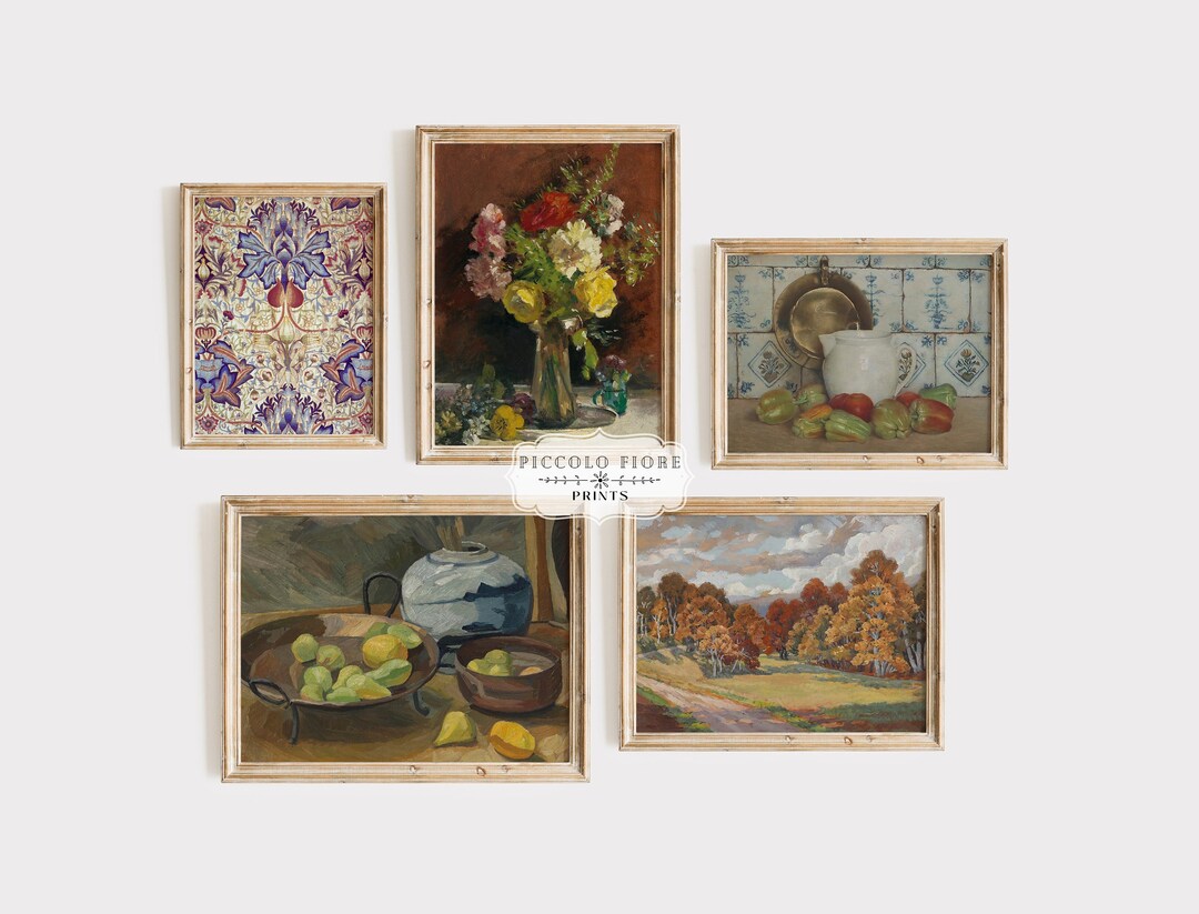 Rustic Gallery Wall Set of 5 Prints | Vintage Eclectic Wall Art ...