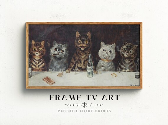 Samsung Frame TV Art | The Bachelor Party | Lois Wain | Gambling Cats Oil Painting | Vintage Neutral Frame TV Art | Instant DOWNLOAD | TV19