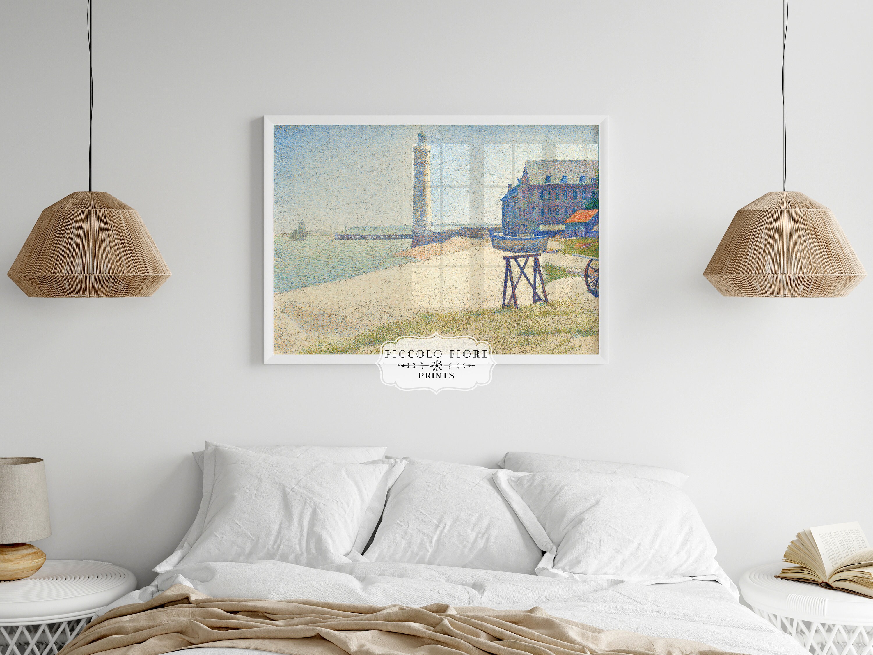 Pastel Lighthouse Art Print Vintage French Oil Painting Art Etsy