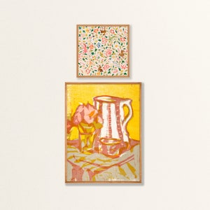 Vintage Eclectic Tan, Khaki Green and Pink Pallette Gallery Wall Set | 2 Prints | Instant DIGITAL DOWNLOAD | S7-31